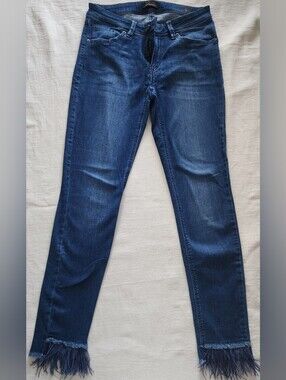 RAFFAELLO ROSSI Sinty Cut Out Genuine Ostrich Feather Jeans - Size 38 (US 6-8)